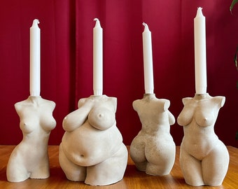 Curvy Woman Candle Holder Beton Torso Dekor Architektur Statue Göttin Body Skulptur Zement female Figur Körper Frau Dekoration Kerzenhalter