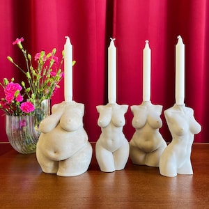 20 cm Curvy Woman Candle Holder Concrete Torso Decor Statue Body Sculpture female Figure Body Woman Femme Candle home candle stick interior