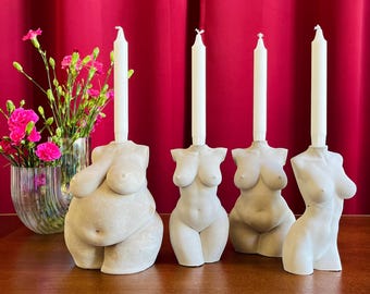 20 cm Curvy Woman Candle Holder Concrete Torso Decor Statue Body Sculpture female Figure Body Woman Femme Candle home candle stick interior