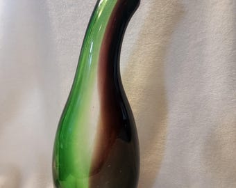 Vintage, Retro Glass Vase, Green and Purple,  Unique, Art Vase