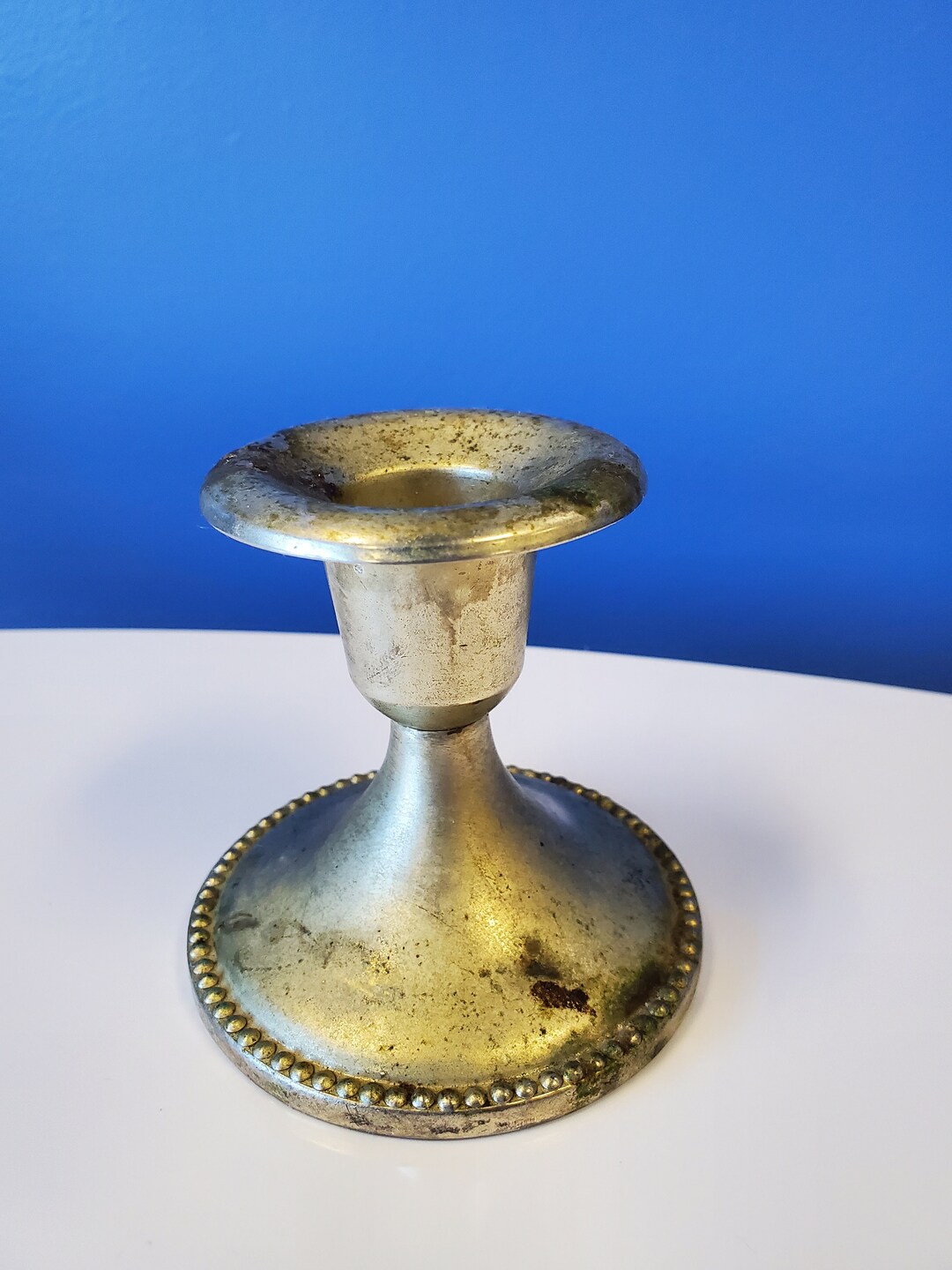 Vintage Silver Plate, Candlestick Holder 3 Tall, Taper Candle Holder