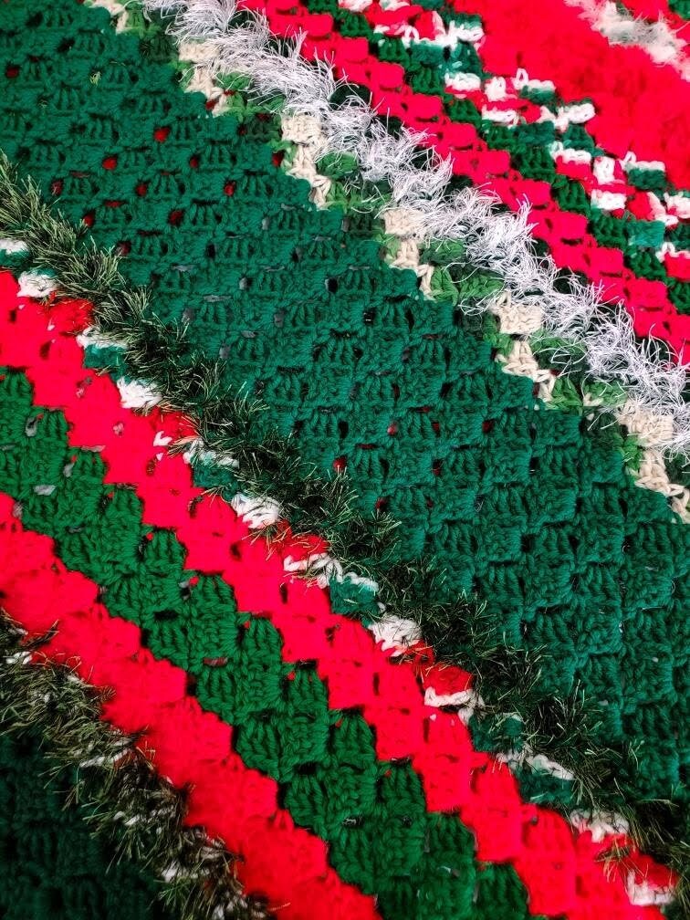 Soft Cuddly Crocheted Christmas Afghan Blanket Etsy