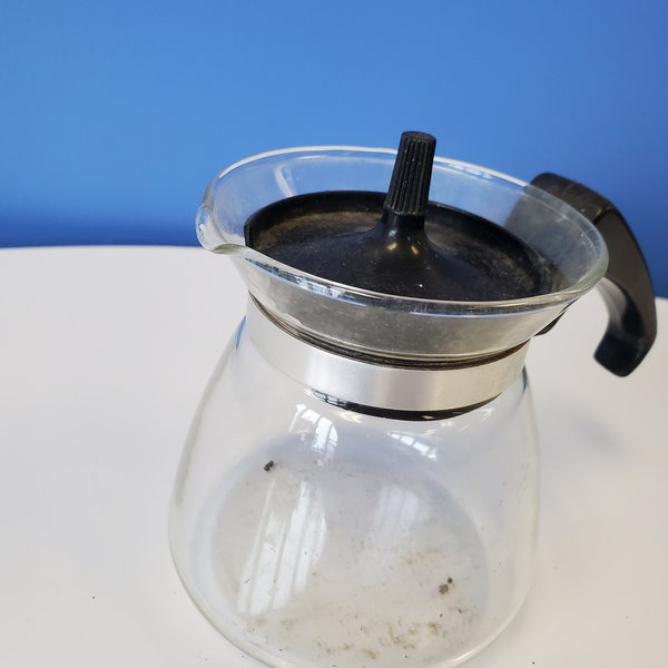 4" Mini PYREX 802 Corning Single Serving Coffee Tea Pot Carafe with Lid! Vintage 1970s Pyrex carafe, kitchen decor, Coffee Pot, Tea Pot