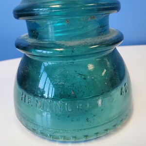 42 Hemingray Light Bluish Green /Aqua Hemingray Glass Insulator, Made in USA insulator, Electrical Insulator,  Aqua Colored Insulator