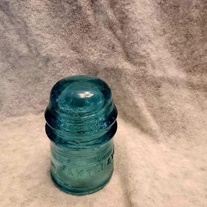 Vintage glass aqua insulator,  Electrical Insulator, Amtel & Tel Co, Collectible,