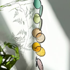 Summer - Stained glass garland, window sun art, window decoration, handmade art, stained glass window, color chain present for friend