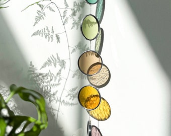 Summer - Stained glass garland, window sun art, window decoration, handmade art, stained glass window, color chain present for friend