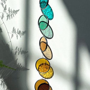 Winter - Stained glass garland, window sun art, window decoration, handmade art, stained glass window, color chain present for friend