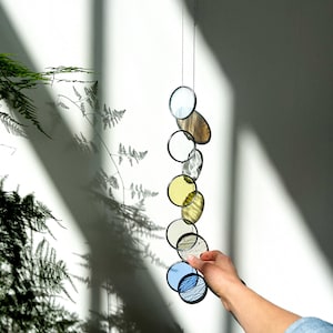 Stained glass garland, window sun art, window decoration, handmade art, stained glass window, color chain present for friend