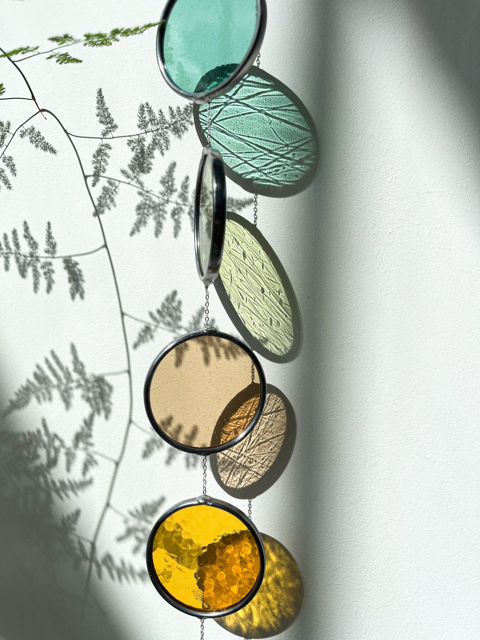 Summer - Stained glass garland, window sun art, window decoration, handmade art, stained glass window, color chain present for friend