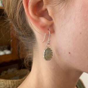Handmade Natural Prinyat Stone Earrings – Sterling Silver Oval Gemstone Jewelry
