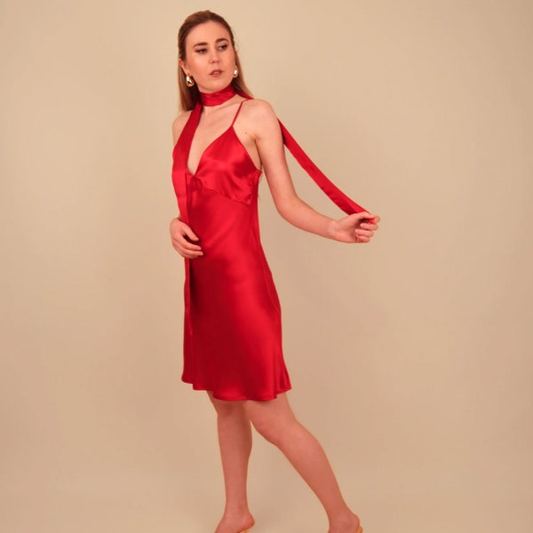 Robe nuisette en soie, pour les occasions spéciales, robe en soie rouge de grande qualité