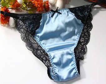 Men Real Silk Lace Thong,for men, Knickers,Cheeky Pink Bikini Style Panty,men lingerie,Satin Hipster Panties for Everyday Wear,Sexy,soft