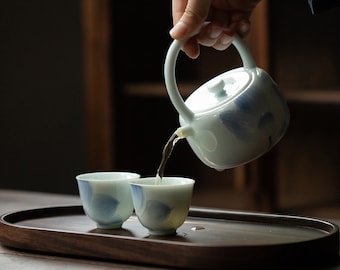 Grasswood Grey Travel Tea Set|Ceramic Anti-scald Kung Fu Tea Set|Outdoor Brewing Teapot Teacup Set|Afternoon Tea Set|Custom Gifts