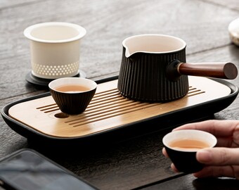 One Pot Two Cups Single Tea Tray Set|Small Set Home|Dry Brewing Tea Set for Floating Windows|Modern Simple Side Handle Brewing Tea Pot