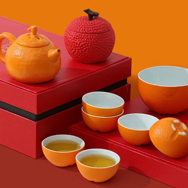 Orange Tea Set Etsy