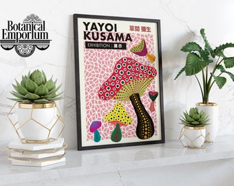 Mushrooms, Yayoi Kusama, Modern Wall Art Décor, Vintage Collage Exhibition Poster, Home House Study Lounge - A6 A5 A4 A3 A2 A1 Gift Idea