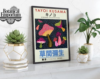 Mushrooms, Yayoi Kusama, Modern Wall Art Décor, Vintage Collage Exhibition Poster, Home House Study Lounge - A6 A5 A4 A3 A2 A1 Gift Idea