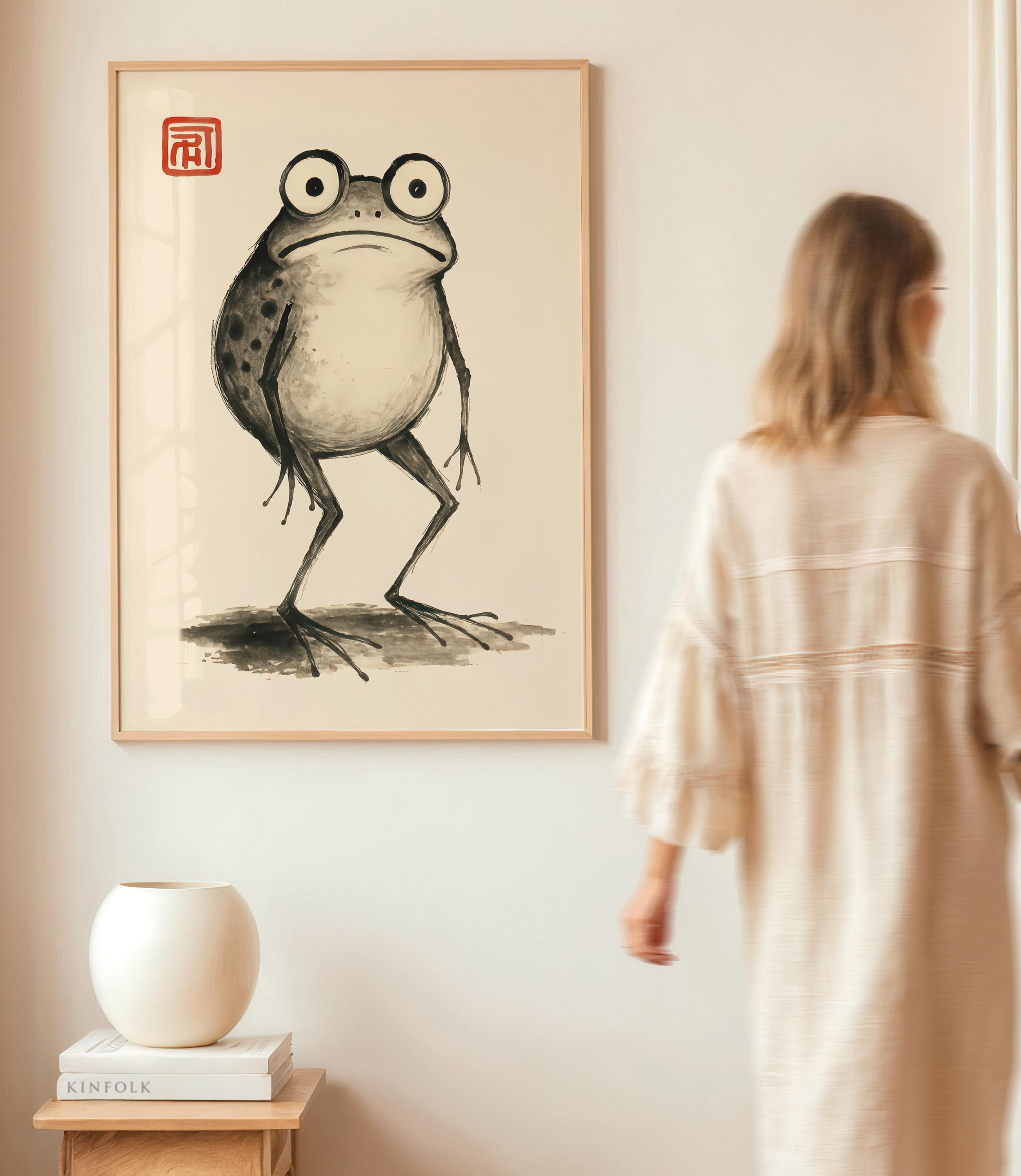 絵画 flk041097 Awkward Frog by Matsumoto Hoji, Japanese Print, Frog Poster