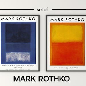 Rothko Exhibition Set of 2 Prints, Mark Rothko Wall Art, Lounge Home Decor Poster, Art Lover Gift Idea, Available Framed A6 A5 A4 A3 A2 A1