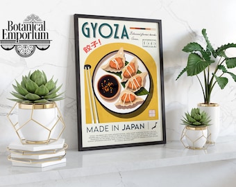 Gyoza-affisch, mattryck, modern köksinredning, japansk mat, kocktryck, barkonst, retro väggkonst, Japan, inramad A6 A5 A4 A3 A2 A1