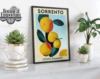 Sorrento Lemons - Flower Market Print, Minimalist Floral Wall Art, Abstract Art Exhibition Poster, Mid Century Modern Home Decor