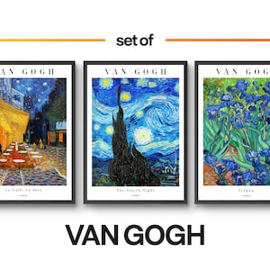 Van Gogh Art Set of 3 Prints, Gallery Poster Wall Art, Art Museum Exhibition Home Decor Gift Idea, Available Framed, A6 A5 A4 A3 A2 A1