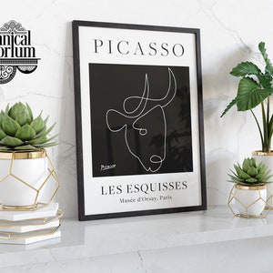 Bull Black & White - Pablo Picasso, Fine Art Print, Line Art Wall Art, Famous Painting Home Decor, Modern Art Gift Idea