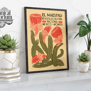 El Maestro Print Wall Art, Vintage Mexican Art Exhibition, Fine Art Poster, Mexico Cactus Travel Home Decor A6 A5 A4 A3 A2 A1 Gift Idea