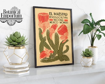 El Maestro Print Wall Art, Vintage Mexican Art Exhibition, Fine Art Poster, Mexico Cactus Travel Home Decor A6 A5 A4 A3 A2 A1 Gift Idea