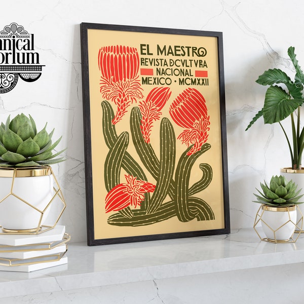 El Maestro Print Wall Art, Vintage Mexican Art Exhibition, Fine Art Poster, Mexico Cactus Travel Home Decor A6 A5 A4 A3 A2 A1 Gift Idea