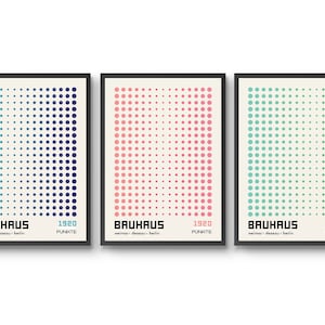 Punkte Bauhaus Stil Abstrakte Geometrische Formen, Poster Set, Mid-Century Wand Kunst Druck, Kreis Dekor Geschenk