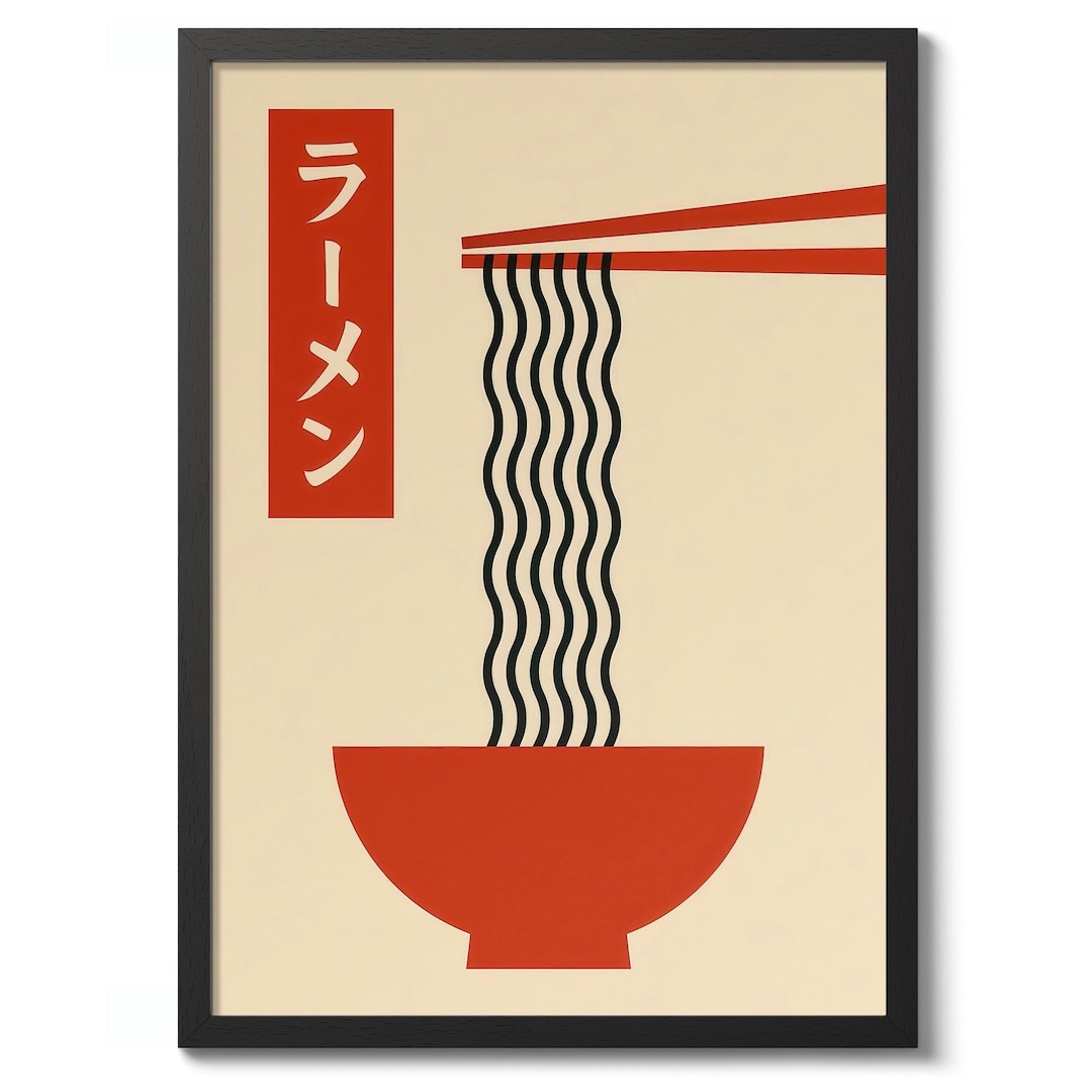 Curated visual reference: Visual Reference: Ramen Bowl Modern Graphic Print Japanese Wall Art Food Decor