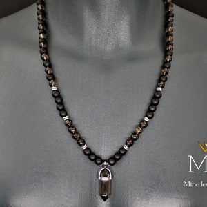 Smoky Quartz Pendant Crystal Necklace Black Onyx Stone Necklace Protection Stone Necklace Black Men&#39;s Necklace Gift For Him Unisex Necklace