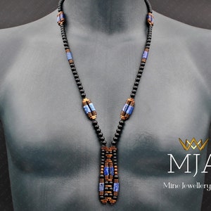 Protection Lapis Lazuli Stone Tassel Pendant Strength Black Onyx Gemstone Necklace Copper Hematite Men&#39;s Women&#39;s Necklace Gift For Him