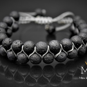 Lava Bead Bracelet Macrame Bracelet Adjustable Bracelet Essential Oils Lava Stone Bracelet Double Row Bracelet Crystal Bracelet Mens Womens