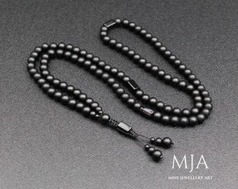 Tourmaline And Onyx 108 Mala Bead Necklace Mala Tassel Necklace Japa Mala Buddhist Mala Beads, 108 Yoga Gift Necklace Macrame Crystal Mala