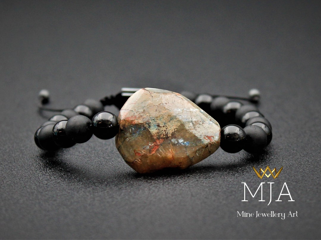 Raw Agate Crystal Bracelet Black Onyx Stone Bracelet Men's and Women's