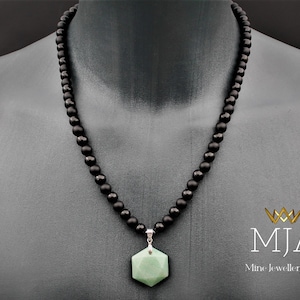 Aventurine Pendant Necklace: Black Onyx Beaded Jewelry