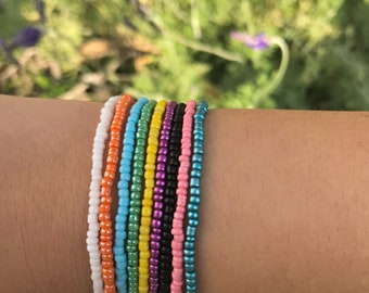 Glass seed beads bracelet/ stackable beaded bracelet