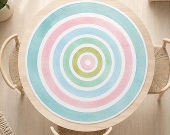 Pastel Rainbow Round Mahjong Mat, Watercolor Circle Mahjong Table Mat, Scandinavian Mah Jongg Mat, Minimalist Game Table Mat