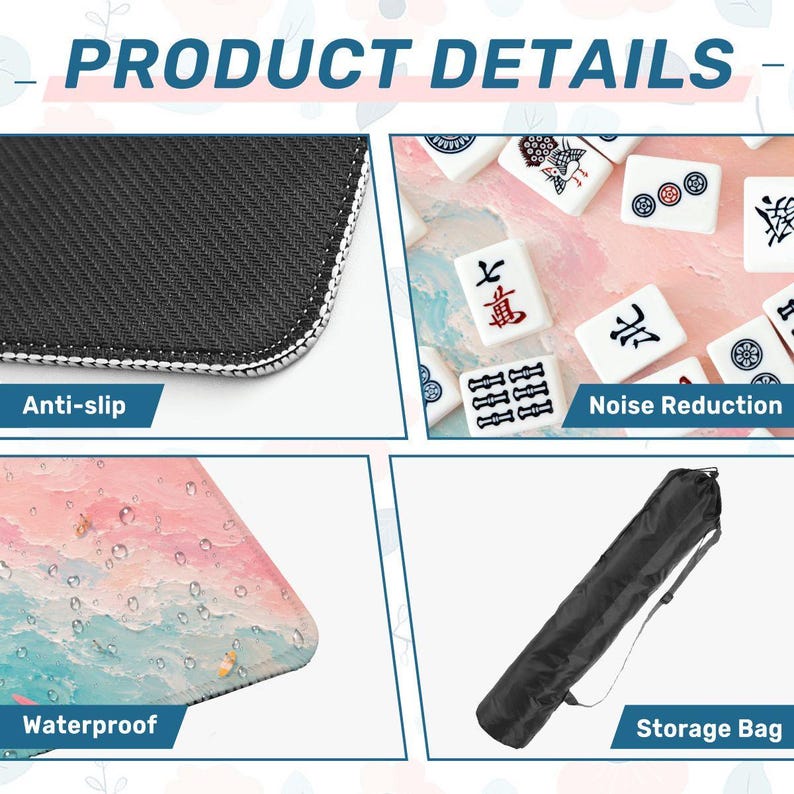 Pastel Beach with Surfboards and Foam Mahjong Mat