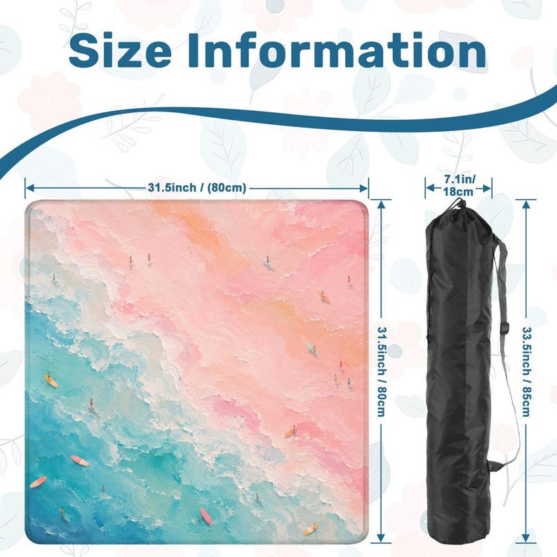 Pastel Beach with Surfboards and Foam Mahjong Mat