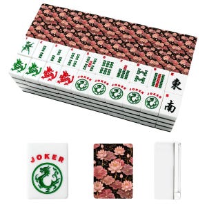 Pink Lotus Mahjong Tile Back Design, Glossy Resin Mahjong Tile, Floral Mahjong Accessory