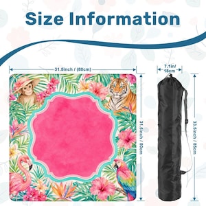 Palm Beach Mahjong Mat, Tropical Animal Game Mat, Pink Chinoiserie Mahjong Table Mat, Monkey Tiger Flamingo Parrot Gift