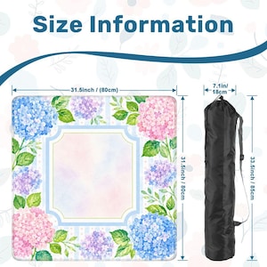 Pastel Hydrangea Mahjong Mat with Watercolor Floral Design, Soft Blue and Pink Mahjong Table Cover