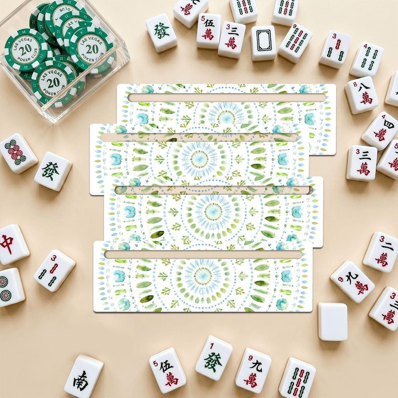 Watercolor Botanical Mahjong Set of 4 Acrylic American Mahjong Line Readers