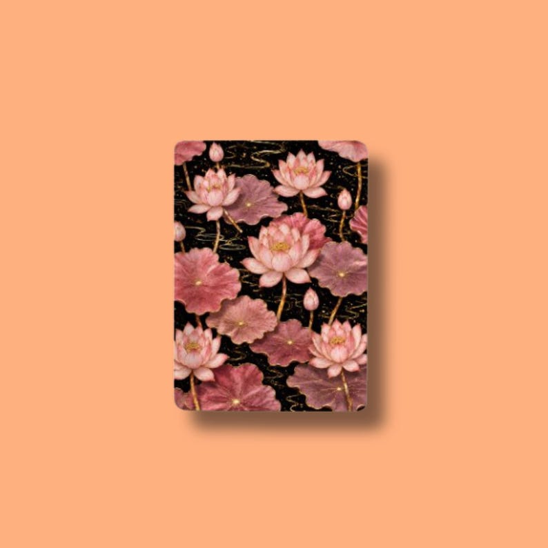 Pink Lotus Mahjong Tile Back Design, Glossy Resin Mahjong Tile, Floral Mahjong Accessory