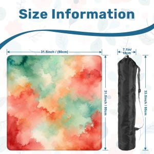 Abstract Watercolor Mahjong Mat, Modern Coral Green Mahjong Table Mat, Colorful Square Mahjong Game Mat