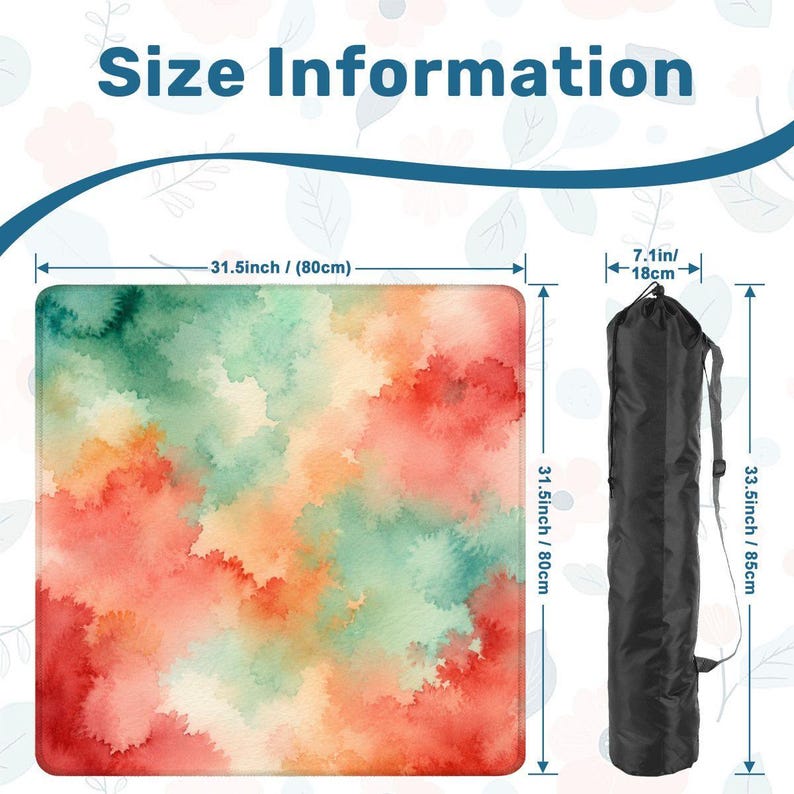 Abstract Watercolor Mahjong Mat, Modern Coral Green Mahjong Table Mat, Colorful Square Mahjong Game Mat